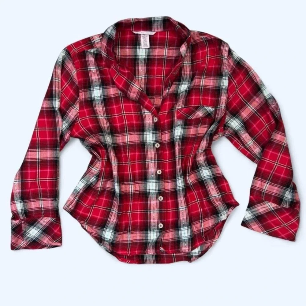 Victoria's Secret red plaid pajama set (top‎ + pants